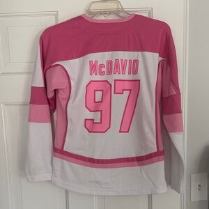 NHL Kids McDavid #97 Pink and White Hockey Jersey